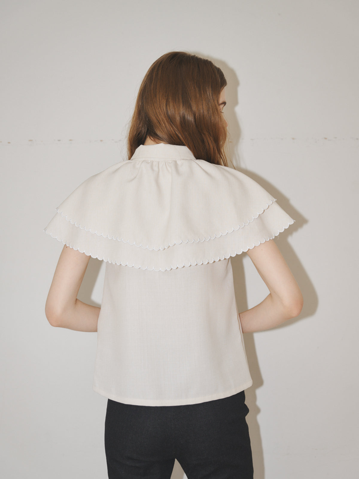 Scale EmbroideryScarf Collar Blouse