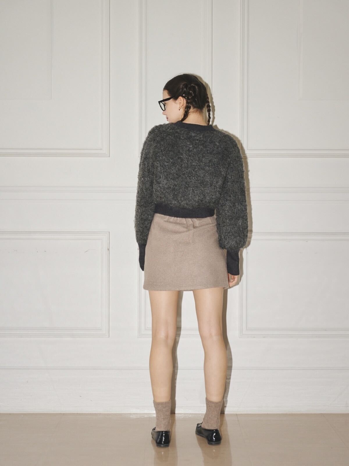 piping wool mini skirt