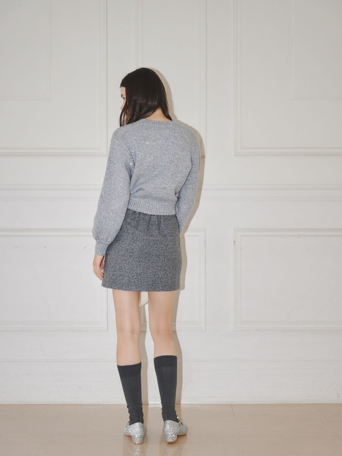 piping wool mini skirt