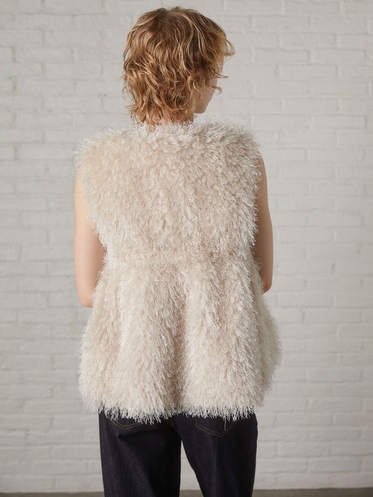 miroamurette V NECK FUR VEST ベージュ-