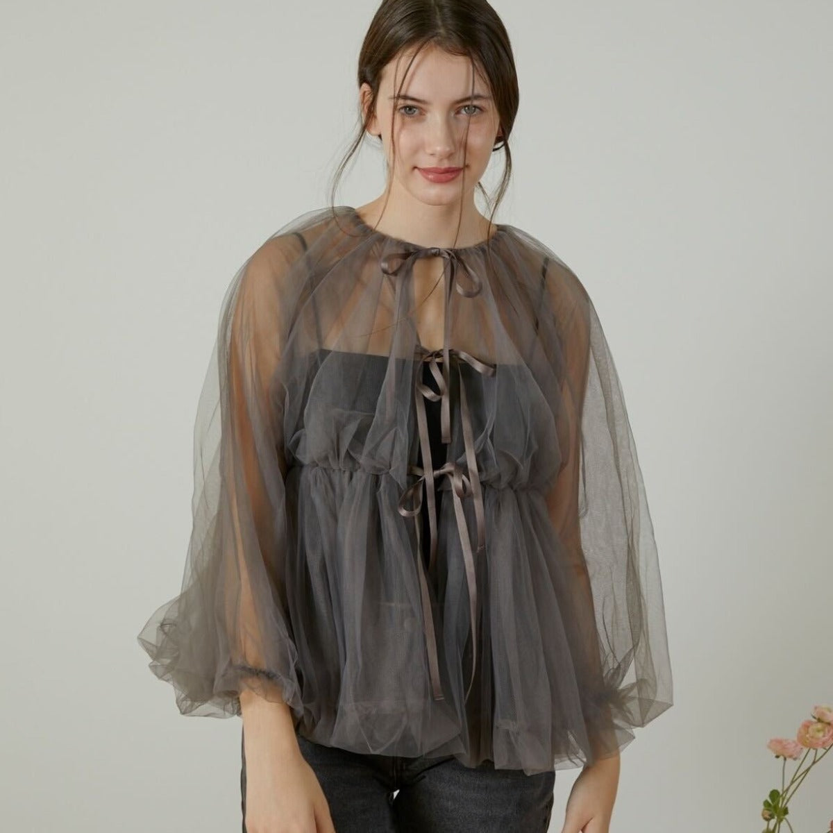 tulle peplum blouse